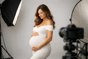 Sesión de embarazo en estudio sin errores